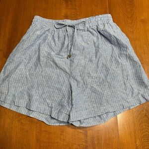 Hester & Orchard High Waist Linen Blend Drawstring Shorts Size Large
